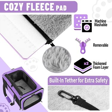 Транспортна сумка GAPZER для собак та котів, м'яка, для чихуахуа та мейн-куна, переноска для тварин, вантажопідйомність до 11,3 кг, верхня завантаження, коричнева (фіолетова)