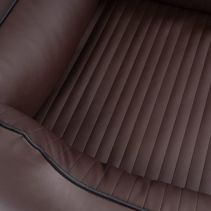 Ортопедичне ліжко для собак Knuffelwuff Lovelock M-L з штучної шкіри, 85 x 63 см - знімний чохол, легко мити, для великих, середніх та маленьких собак (Колір: Коричневий, Розміри: 85 x 63 x 23 см)