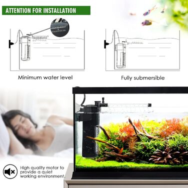 Фільтр для акваріума AQQA, внутрішній, 8.5W, 300л/год, для акваріумів до 120л