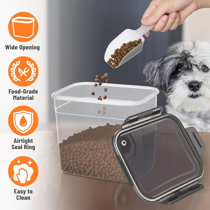Набір контейнерів для корму для собак ZooZoo 3шт з герметичними кришками, BPA-free, для сухого корму, великі, середні, малі, з лопатками, етикетками, пінцетом та маркером
