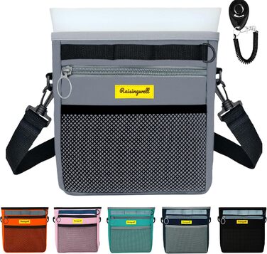 Сумка для ласощів для собак, багатофункціональна сумка для прогулянок з силіконовим кишеньком, мішок для корму для дресирування собак та дозатор ласощів, ідеальна для активного відпочинку на вулиці (Чорний 4 чашки) (6. Сірий 4 чашки)