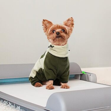 Теплий зимовий пуховик для собак PUMYPOREITY з віднімним коміром-гетром, флісова жилетка для маленьких та середніх собак (Бежевий, L)