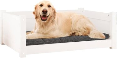 Ляжка для собак, біла, 75,5x55,5x28 см, з масиву сосни, корзина для собак, собаче ліжко, vidaXL