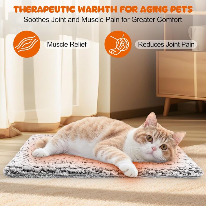 Самогріюча котяча ковдра 70 x 48 см: тепла та зручна підстилка для котів та собак, м'яка та неслизька, для дому та вулиці, можна прати