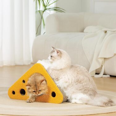 Котячий кігтеточка Pet JoJo для дому, 360° обертова, преміум картон, з дизайном сиру та кількома кутами для дряпання