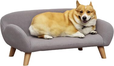 PawHut Софа для собак, лежанка для тварин, скандинавський стиль, сіра, 72 x 44 x 31 см