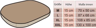 Овальне лежанка для собак, підстилка для собак різних розмірів - міцне, водонепроникне лежанка, м'яке лежанка з піною, підходить для вулиці та прання - 70x50x15 см (M, бежевий з лапами)