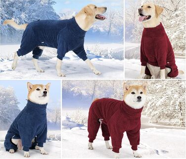 Зимовий теплий одяг для собак, боді для собак з ніжками, регульований зимовий одяг для собак, одяг для собак (червоний, M)