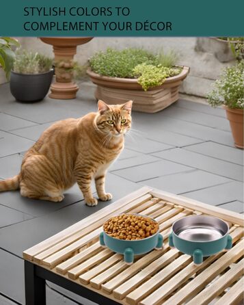 Набір мисок для котів та собак з нержавіючої сталі, 2 шт. (білий та зелений). Зручний дизайн, антиковзаюча основа, легко миються, для котів та маленьких собак