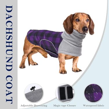 Водонепроникна зимова куртка для маленьких собак, мініатюрний джек-рассел, куртка для собак з отвором для шлейки, ідеальна для прогулянок, походів, кемпінгу, розмір (xs, фіолетовий в клітинку)