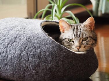 Ручна котяча лежанка NatureHolic, вовняна, темно-сіра, європейське виробництво
