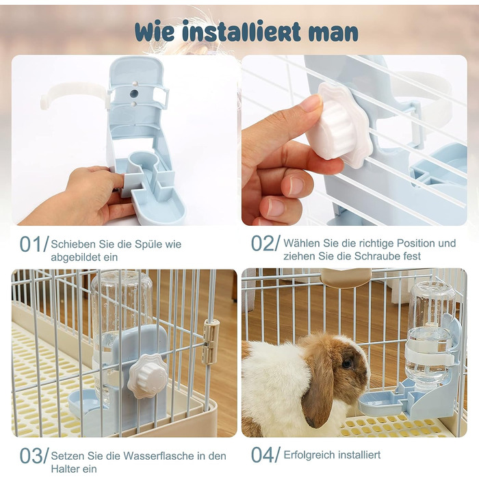 Автоматичний диспенсер для води HYLYUN для тварин, 500 мл, підвісний, для морських свинок, шиншил, їжаків, горностаїв (блакитний)