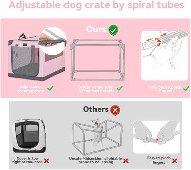 Складана переноска для собак Petsfit M, рожева, для авто і дому, з тканинним чохлом та 3 дверима, для середніх порід