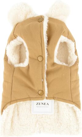 Зунеа - тепла куртка для собак маленьких порід, флісова підкладка, для цуценят, зимовий одяг з кільцем для повідка, захист від холоду, жилетка, розмір L, зелений (хакі)