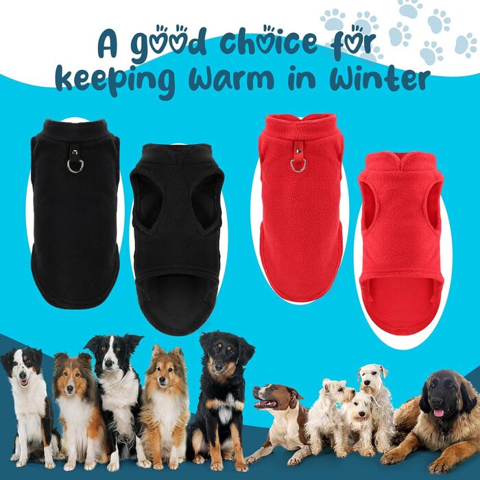 Пуловер для собак та котів, теплий флісовий пуловер, зимова куртка для собак з повідком (Аква+зелений, XL) (Червоний+чорний, M)