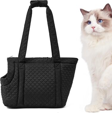 Сумка-переноска для собак та котів | Сумка з бавовни для маленьких собак, зимова переноска, портативна та легка (Чорний)