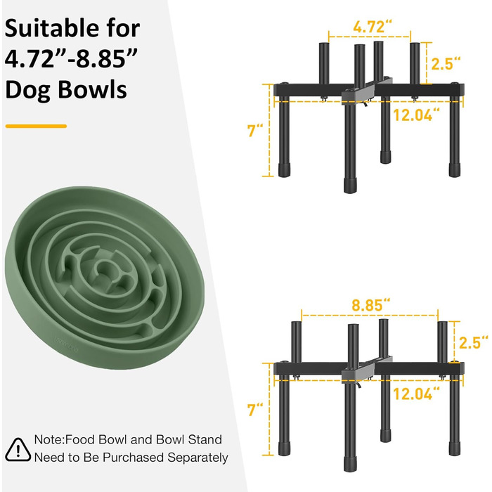 Підставка для води для собак Jane Eyre, регульована, для великих та середніх порід, антиковзна, M-STEEL