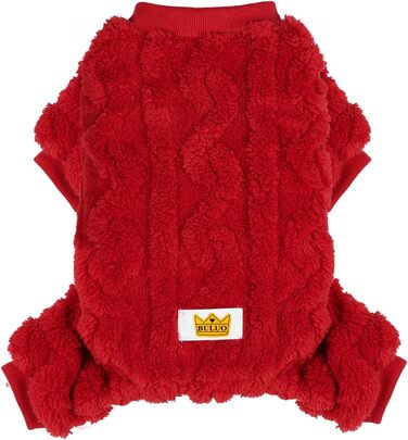 Піжама для собак та котів Loyanyy з плюшу, тепла, червона, розмір XL, зимова, м'яка, з кнопками