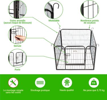 Клітка-вольєр для собак, цуценят та кроликів Paitsy, 80x60 см, 0.64 м², модульна, для внутрішнього та зовнішнього використання, складана, 5 років гарантії