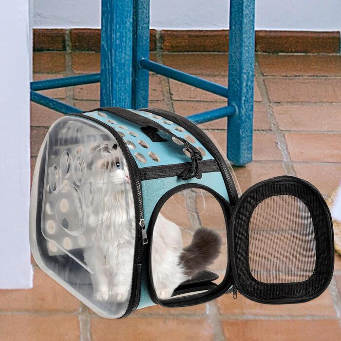 Транспортна сумка для котів POPETPOP: міцна, з прозорим корпусом, для подорожей та вигулів, блакитна