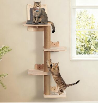 Кігтеточка для котів LitaiL Wandkratzbaum: 4 яруси, 110 см, з екошкіри, сірий колір