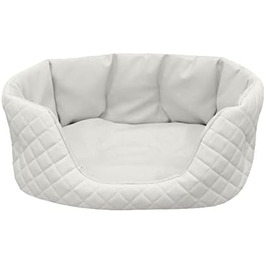 Ліжко для собак Juelle з штучної шкіри, велике, з м'яким лежаком, диван Queen S-XL (120x90 см, білий)