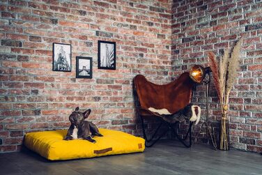 Ортопедичне ліжко для собак Roth & Bock з м'якої піни, сертифіковане Oeko-Tex Standard 100, покриття з водонепроникного канвасу, жовте, розмір S