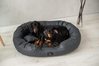 Ортопедичне ліжко для собак Ненсі Преміум, велике, середнє, маленьке - подушка для собак, килимок для собак з еко-шкіри, неслизьке, довговічне, зносостійке, міцне (XXL, Антрацит)