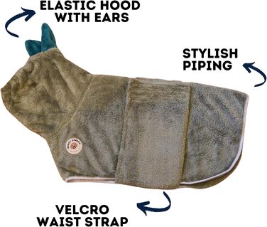 Рушник для собак DERPYCHAPPY Preiu: супер вбираючий, швидковисихаючий, для собак, котів та цуценят (S, оливковий/листяний)