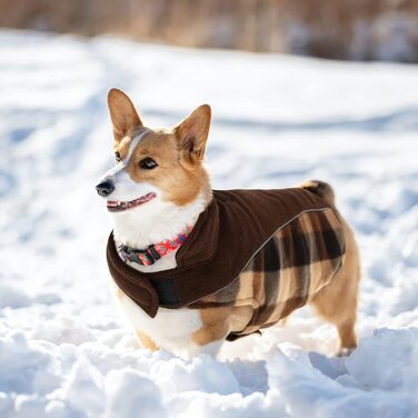 Теплий зимовий одяг для собак, куртка для собак з захистом живота, зимова куртка для собак зі світловідбиваючими елементами, двостороння куртка для собак, одяг для собак з отвором для повідка, коричнева, XL X-Large