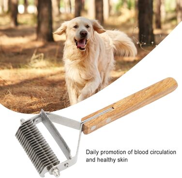 Професійна щітка для грумінгу домашніх тварин Fellpflegebürste: двостороння щітка для собак та котів з дерев'яною ручкою, самоочищувана