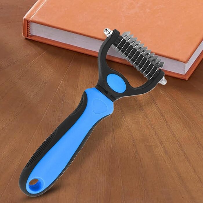 Бурштук для видалення ковтунів у котів, гребінець для собак, двосторонній гребінець для котів під час линьки | Догляд за домашніми тваринами, щільна, пряма щітка, двостороння, сталевий гребінець для довгошерстих котів