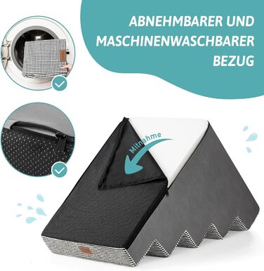 Сходинки для собак COZY KISS - пандус для тварин з нековзким покриттям. Підходять для маленьких собак та котів. Щільний пінопласт, для ліжка, дивана, авто (Чорний & Білий, 75x50x60cm, 5)