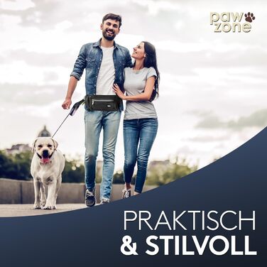 PAWZONE Сумка для корму для собак - Поясна сумка для ласощів для собак - Аксесуар для собак - Сумка для ласощів для собак - З відбиваючим шнуром та додатковим ремінцем для FlexiLeine (Чорний)