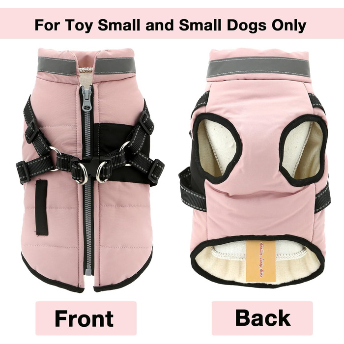 Теплий жилет для собак та котів SMALLLEE_LUCKY_STORE, флісова підкладка, спортивний дизайн, з поворотним кільцем, для чихуахуа, йоркширського тер'єра, рожевий xs