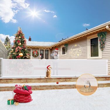 Розсувна захисна сітка для дитини та собаки, 400 см, біла. Захист для сходів/коридору/інтер'єру/екстер'єру. Висота 105 см, ширина 300 см.