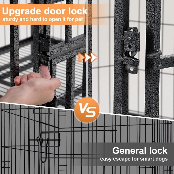 Клітка для собак для дому, ґратчаста клітка-бокс з подвійними дверцятами для великих та середніх собак, клітка для собак у квартиру з знімним піддоном та 2 замикаючими колесами, 79x54x73 см