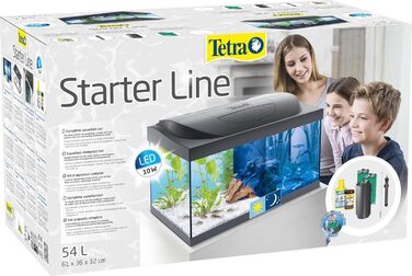 Акваріум Tetra Starter Line 54 л комплект: LED підсвітка день/ніч, внутрішній фільтр, обігрівач, корм для риб та кондиціонер для води
