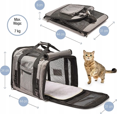 Переноска для собак Manu, сіра, розмір M (44 x 31 x 34 см)