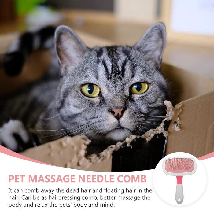 Масажна щітка для тварин ULTECHNOVO 3 шт. для котів та собак з довгим хутром, рожева