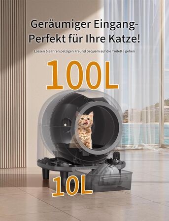 Автоматичний туалет для котів 100 л, самоочищення, з драбинкою, усунення запаху, керування через додаток, для кількох котів
