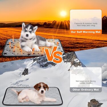 Самогріюча ковдра для котів та собак Namalu зі зірковим візерунком, 45 x 60 см. М'яка, тепла, миється, антиковзаюча, для дому та вулиці.