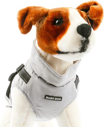 Тепла куртка для собак, зимова жилетка для малих та середніх собак, пуловер для собак, вітронепроникна жилетка з кільцем для повідка, сірий колір, розмір M