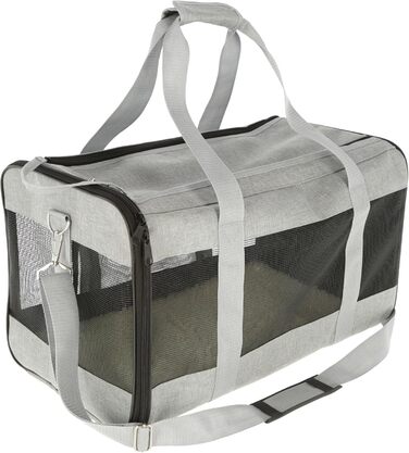 Kerbl Pet Tragetasche Casual: переносна сумка-переноска для собак та котів до 12 кг, сіра/чорна, 52x31x31 см