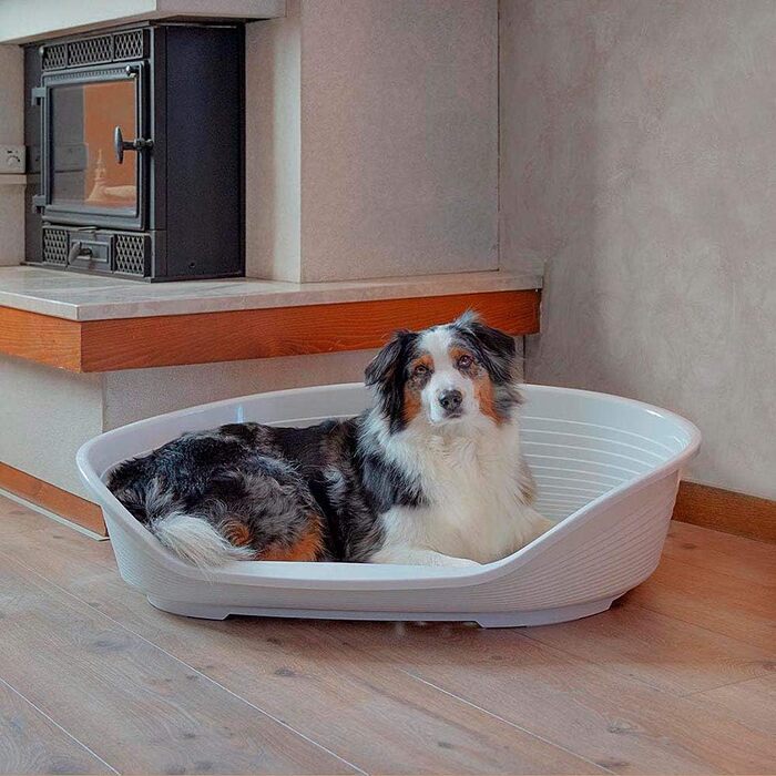 Лежанка для собак та котів Ferplast Siesta Deluxe, пластикова, середнього розміру, 74x48x25 см, білий колір, миється, зручна, з антиковзаючим покриттям