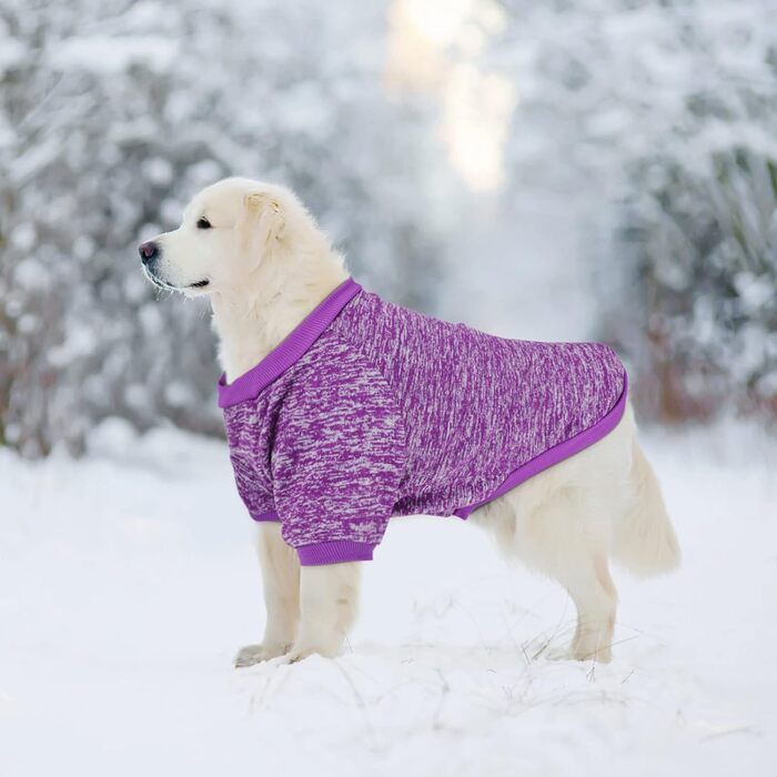 Пуловери для собак Rypet 2 шт. великого розміру, теплі зимові пуловери для собак, м'які, теплі, для середніх та великих собак, 9XL (Обхват грудей: 89.9 см, Довжина спини: 74.9 см), фіолетовий та сірий