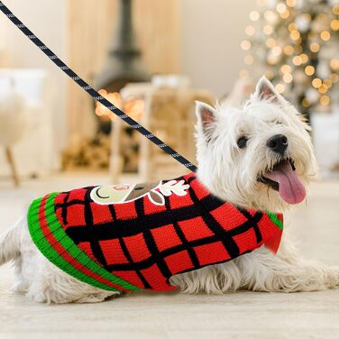 Пуловер для собак на Різдво BAJMJK з отвором для шлейки, класичний, в клітинку, теплий, для котів та собак, зимовий одяг для собак (XX-Large, F)