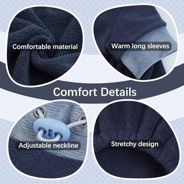 Теплий зимовий пуловер для собак, фліс, на осінь/зиму, для малих та середніх порід, чихуахуа, бігль, синій, XS