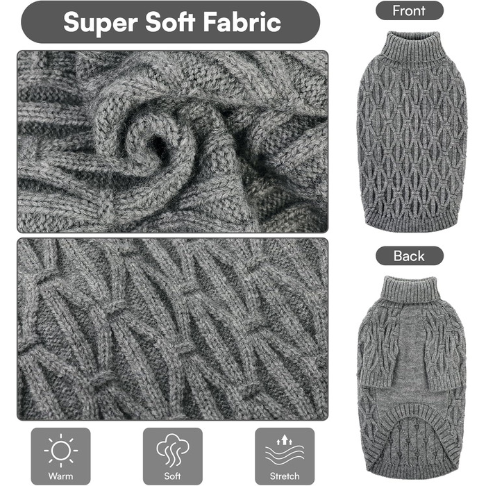 Светр для собак Queenmore, теплий та еластичний, для такс, мопсів, грейхаундів, сірий, розмір M