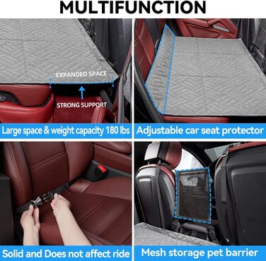 Подовжувач для заднього сидіння автомобіля для собак, вантажний ковпак для позашляховиків, жорстка основа, чохол для сидіння автомобіля для собак, гамак для собак в автомобіль, ліжко для собак для позашляховиків/автомобілів (сірий)